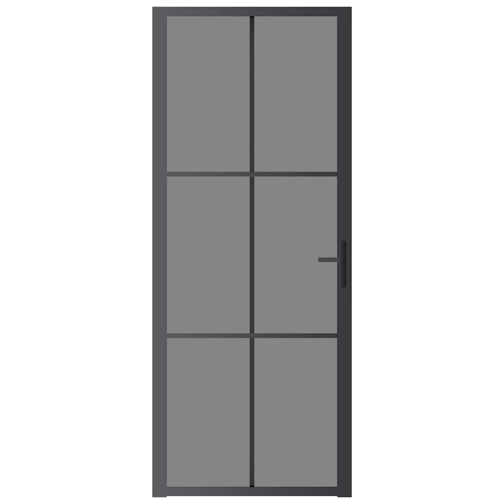 Innentür 83x201,5 cm Schwarz ESG-Glas und Aluminium
