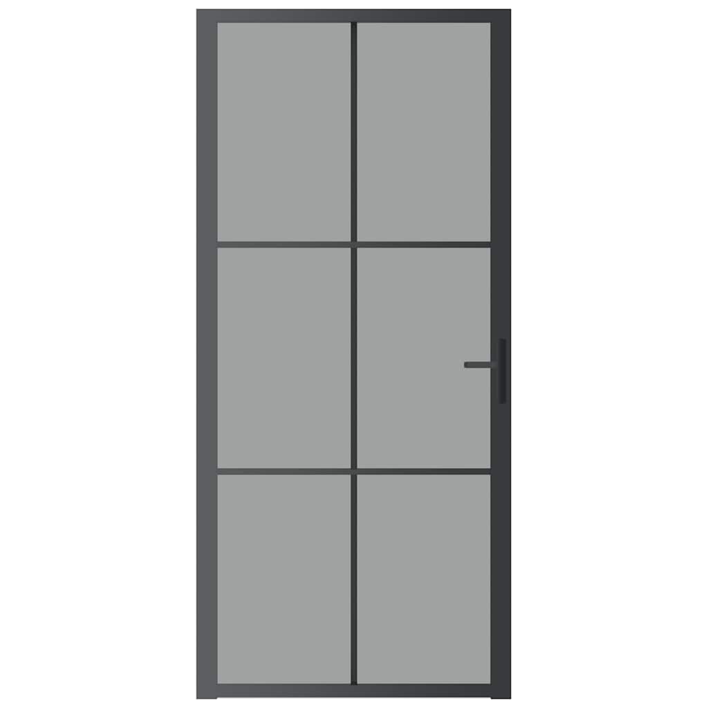 Innentür 93x201,5 cm Schwarz ESG-Glas und Aluminium
