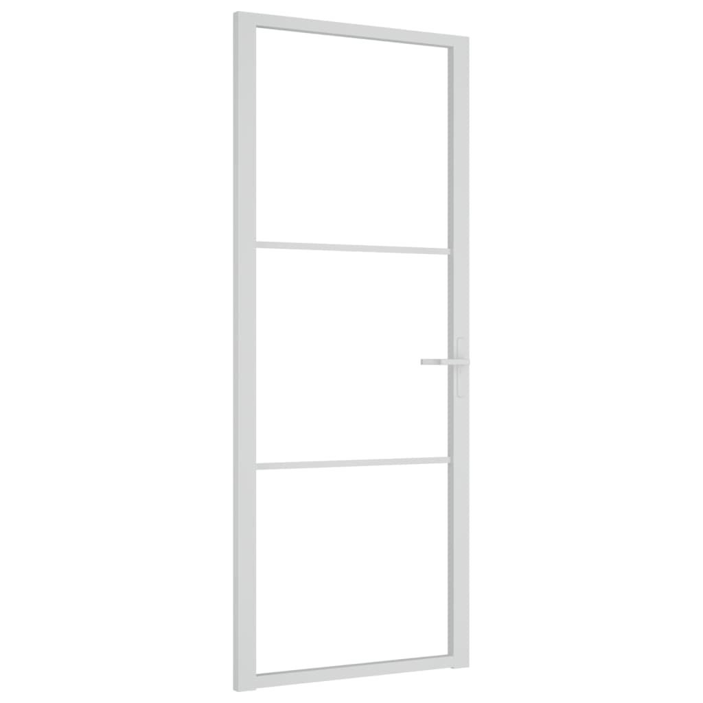 Innentür 83x201,5 cm Weiß ESG-Glas und Aluminium
