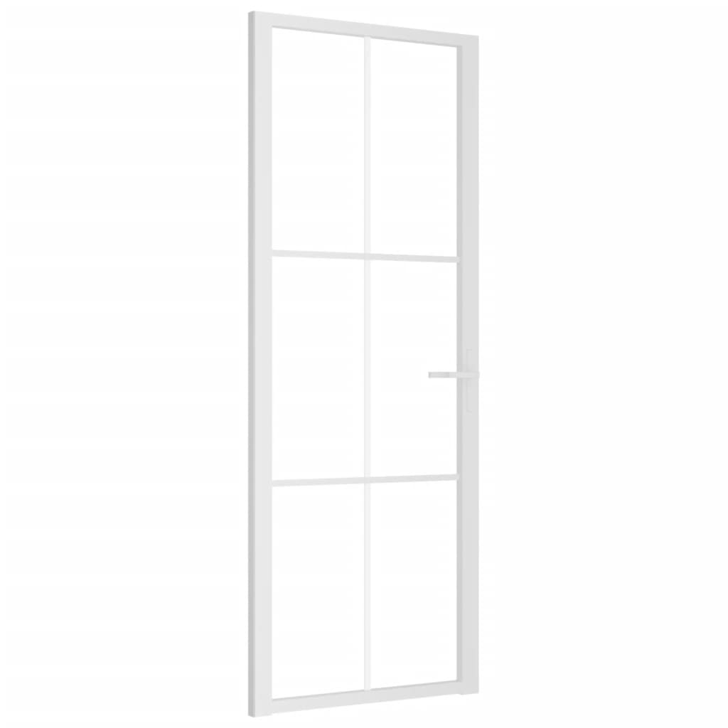 Innentür 76x201,5 cm Weiß ESG-Glas und Aluminium