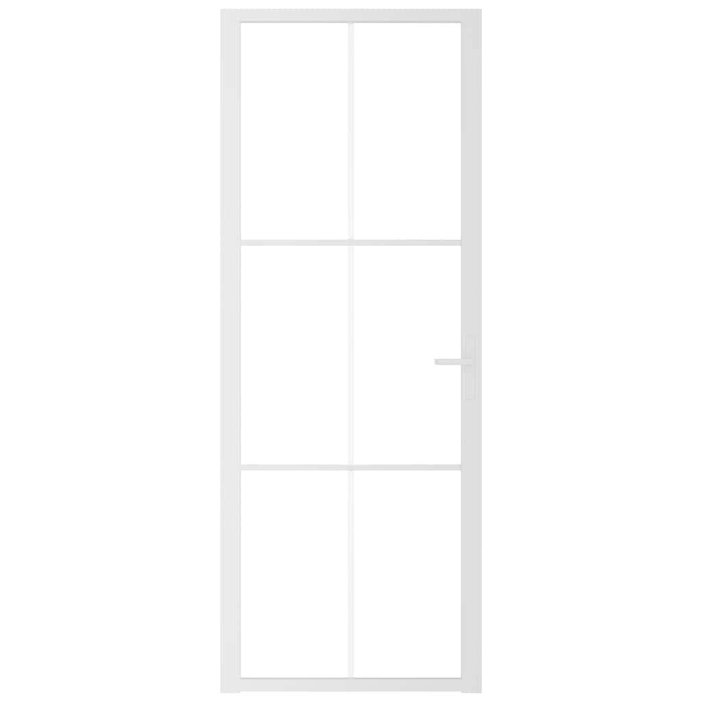 Innentür 76x201,5 cm Weiß ESG-Glas und Aluminium