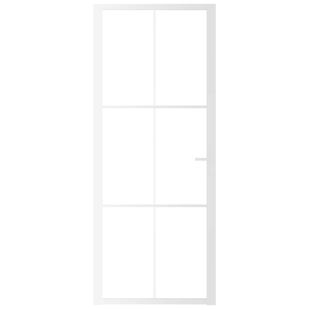 Innentür 83x201,5 cm Weiß ESG-Glas und Aluminium