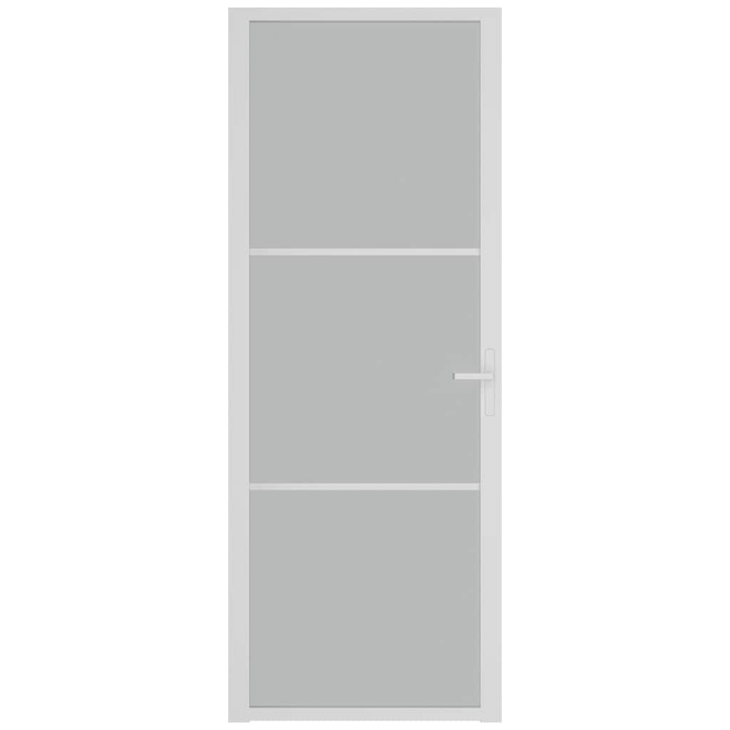 Innentür 76x201,5 cm Weiß Mattglas und Aluminium