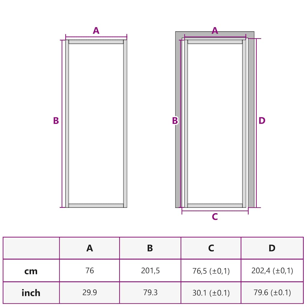 Innentür 76x201,5 cm Weiß Mattglas und Aluminium