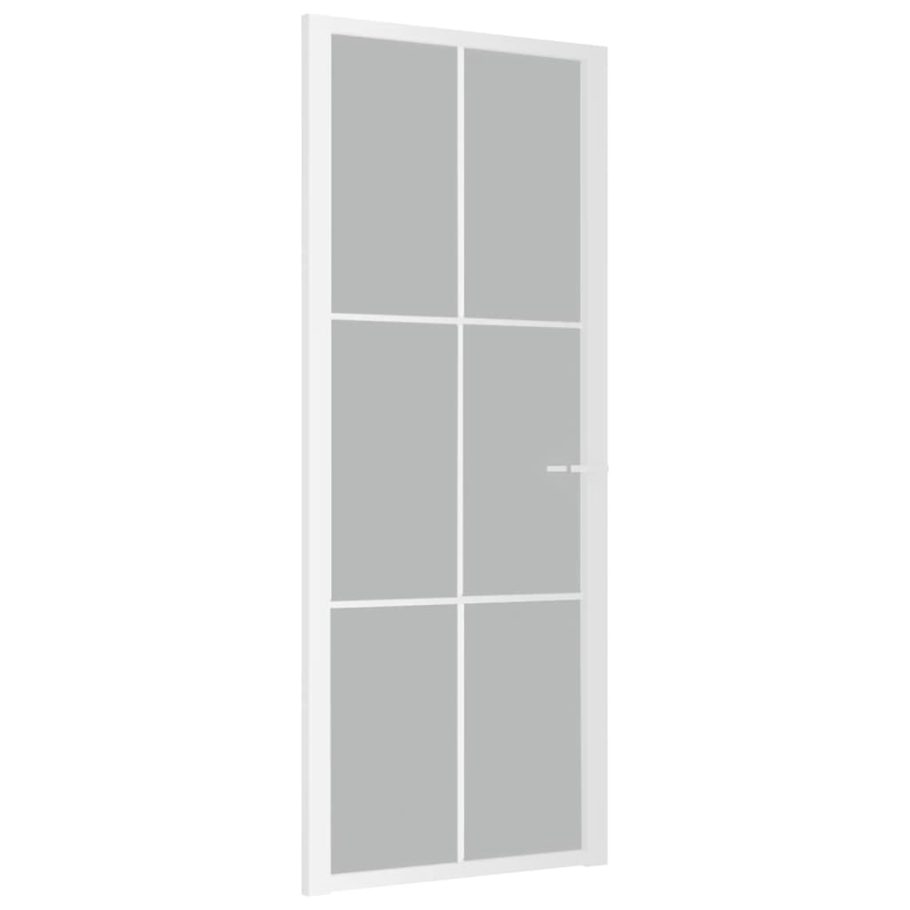 Innentür 83x201,5 cm Weiß Mattglas und Aluminium