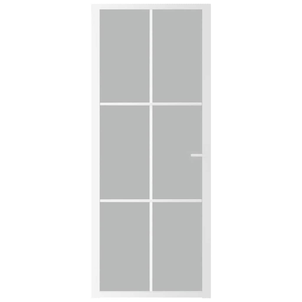 Innentür 83x201,5 cm Weiß Mattglas und Aluminium