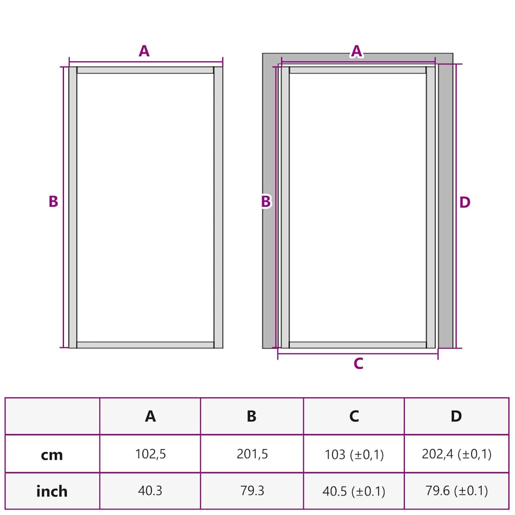 Innentür 102,5x201,5 cm Weiß ESG-Glas und Aluminium