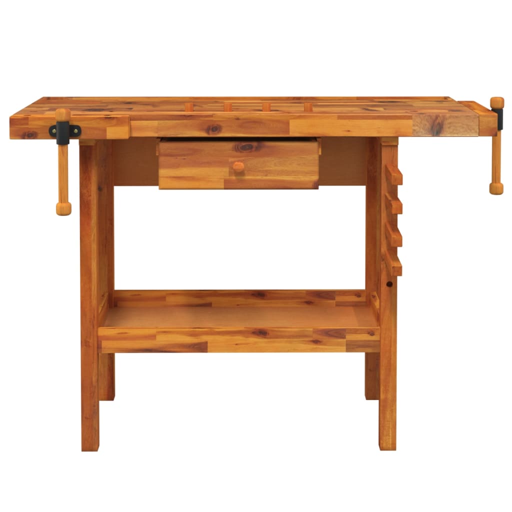 Workbench with drawers and vices 124x52x83 cm acacia wood