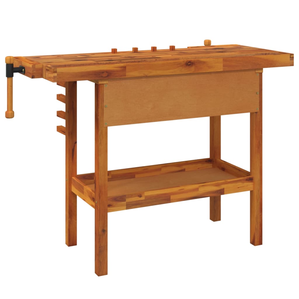 Workbench with drawers and vices 124x52x83 cm acacia wood