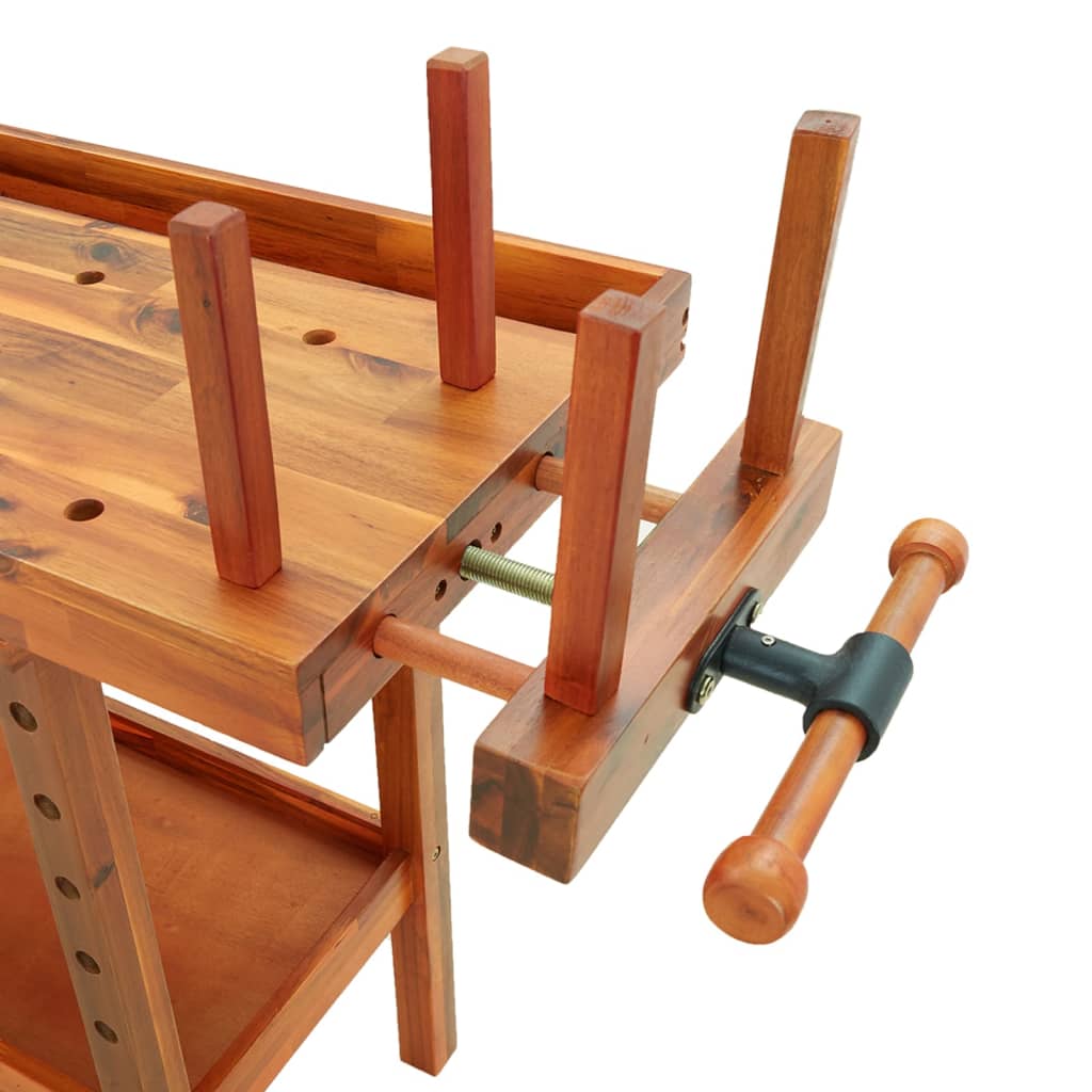 Workbench with drawers and vices 124x52x83 cm acacia wood