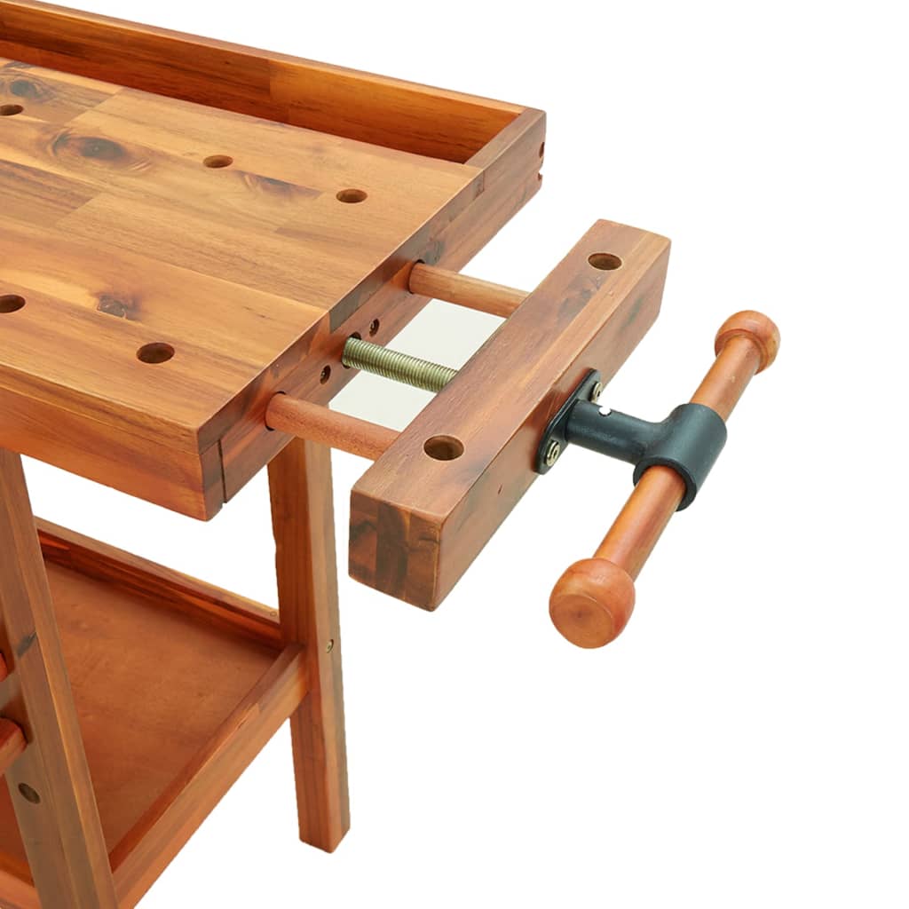 Workbench with drawers and vices 124x52x83 cm acacia wood