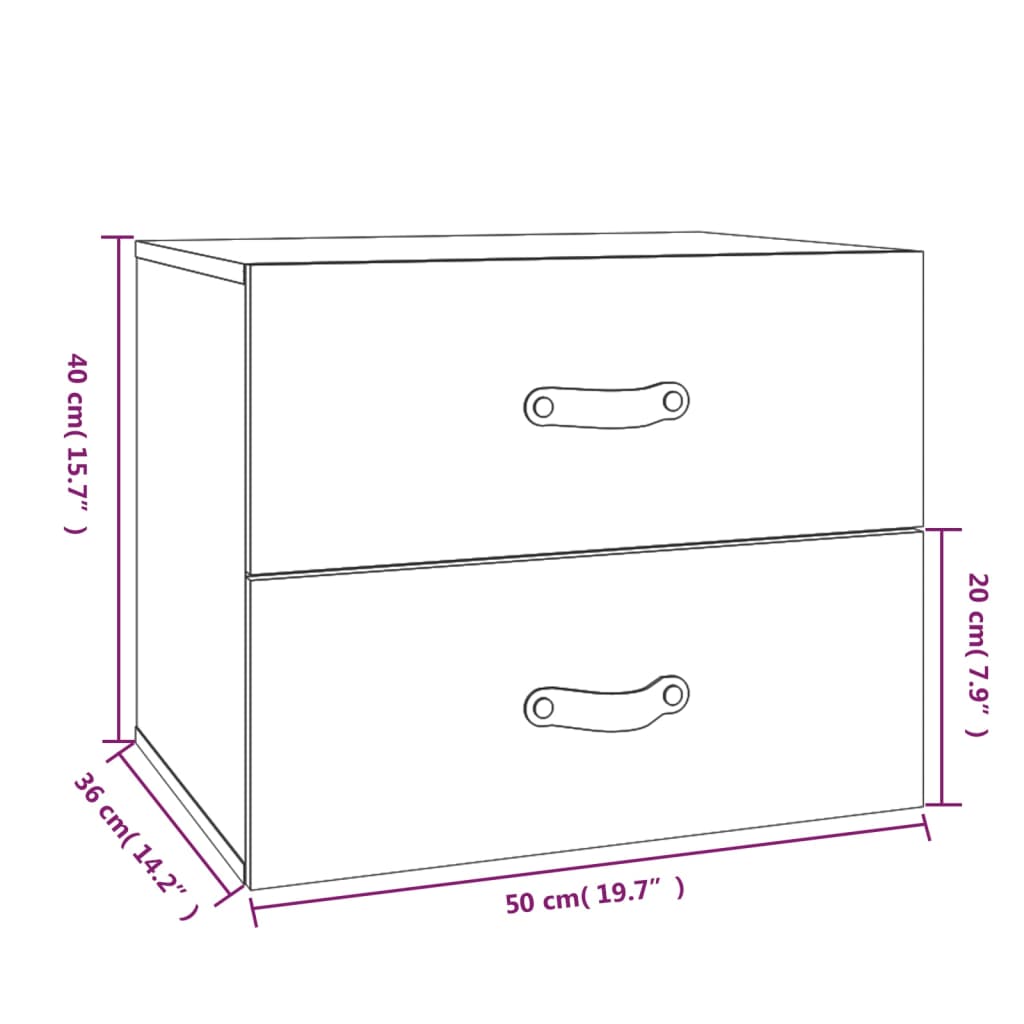 Wall Bedside Table Honey Brown 50x36x40 cm