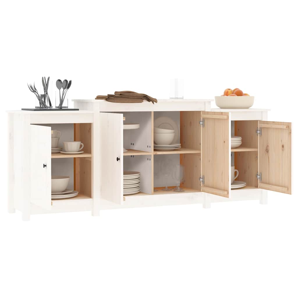 Sideboard Weiß 164x37x68 cm Massivholz Kiefer
