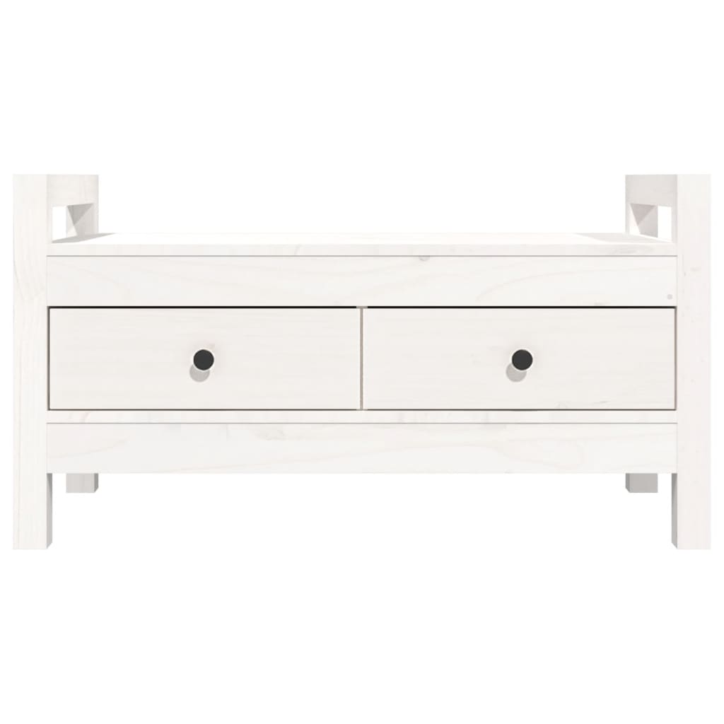 Flurbank Weiß 80x40x43 cm Massivholz Kiefer