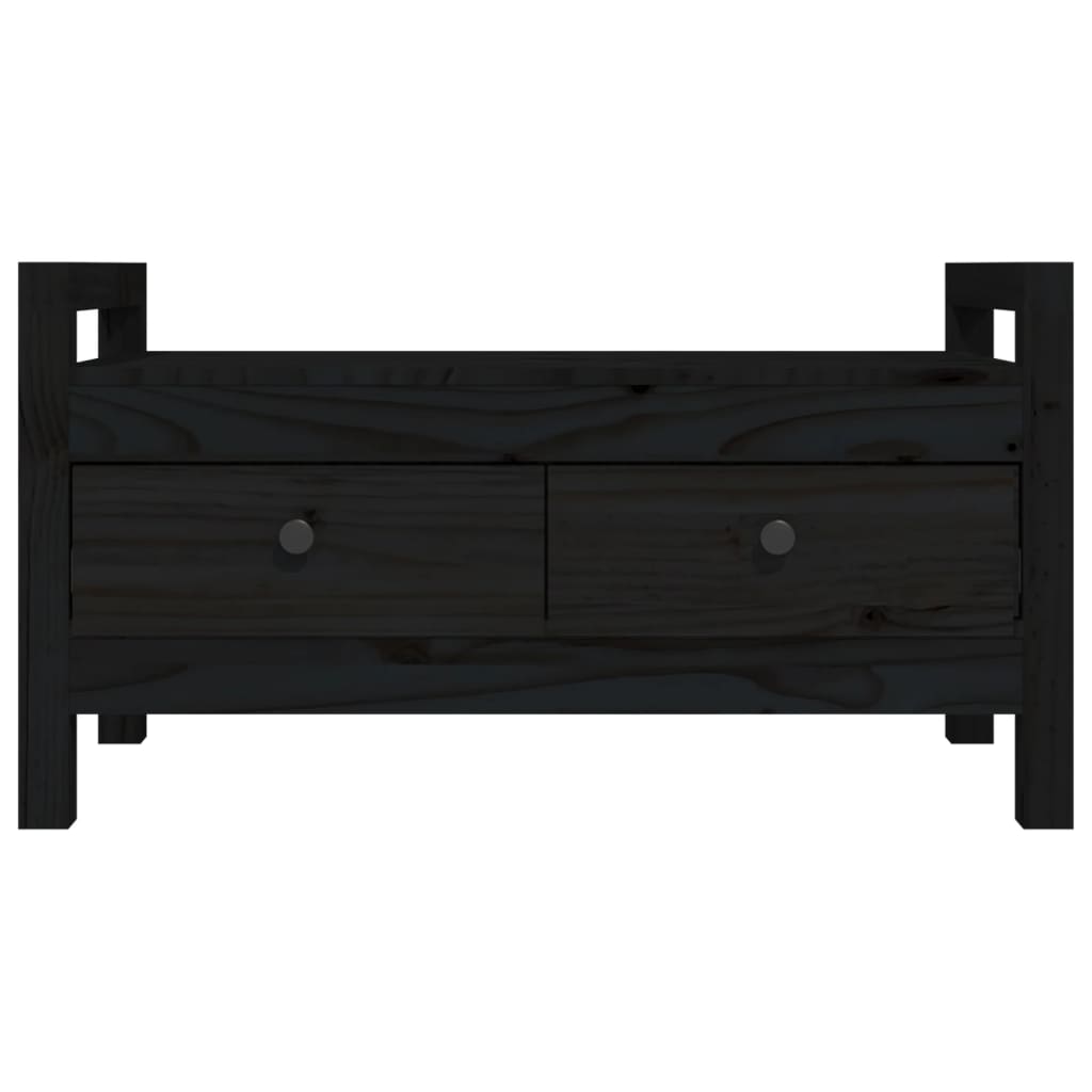 Flurbank Schwarz 80x40x43 cm Massivholz Kiefer