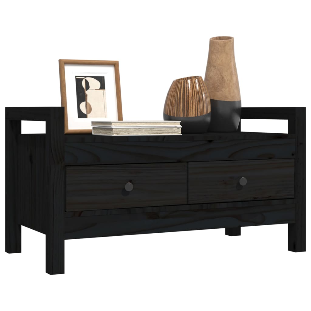 Flurbank Schwarz 80x40x43 cm Massivholz Kiefer