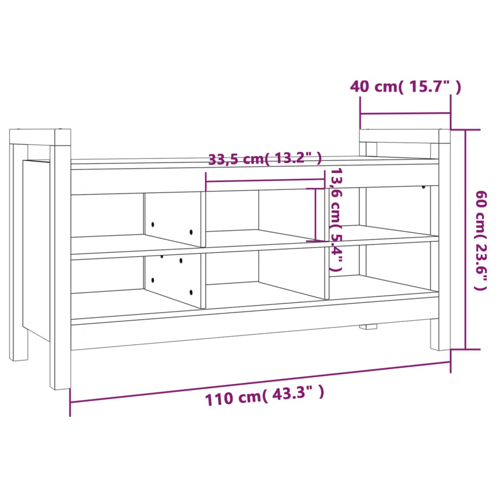 Hallway Bench Grey 110x40x60 cm Solid Pine Wood