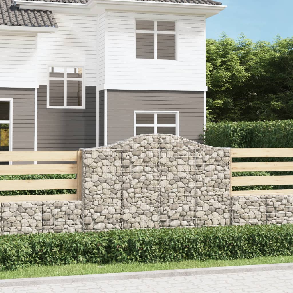 Gabionen mit Hochbogen 9 Stk. 200x30x140/160cm Verzinktes Eisen