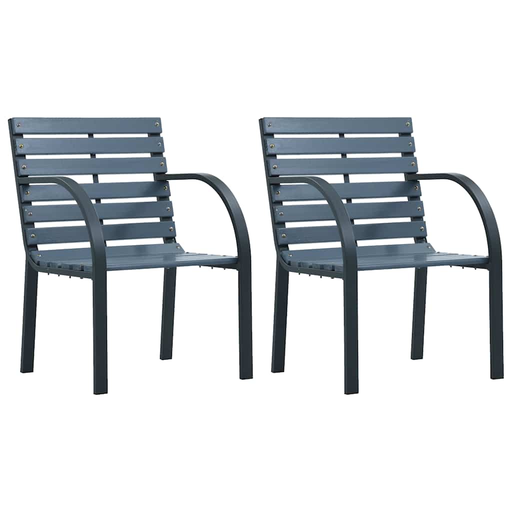 Garden chairs 2 pcs. Grey fir wood powder-coated steel