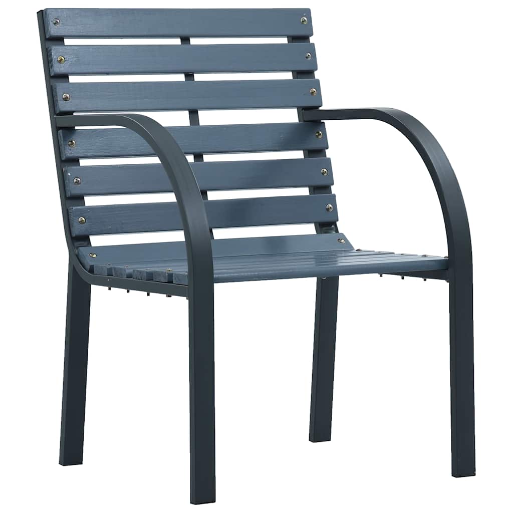 Garden chairs 2 pcs. Grey fir wood powder-coated steel