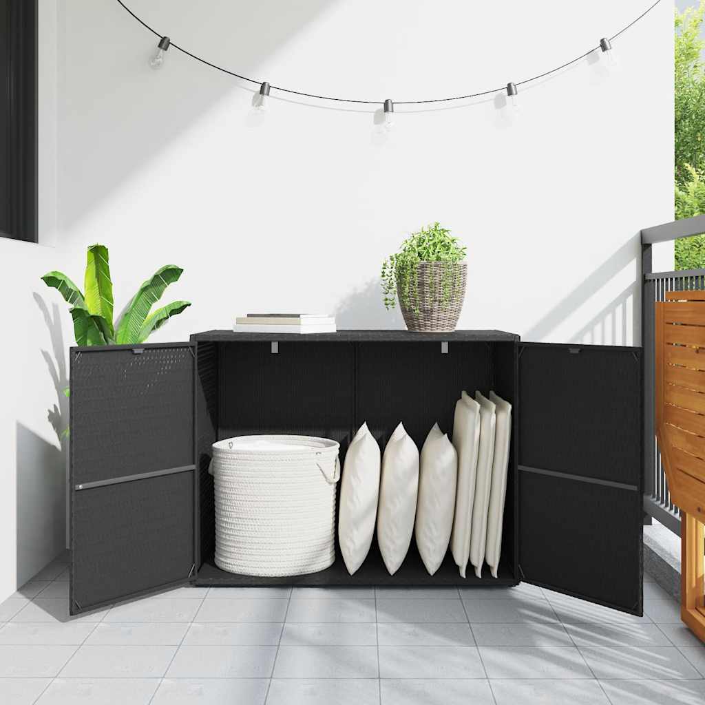 Gartenschrank Schwarz 100x55,5x80 cm Poly Rattan