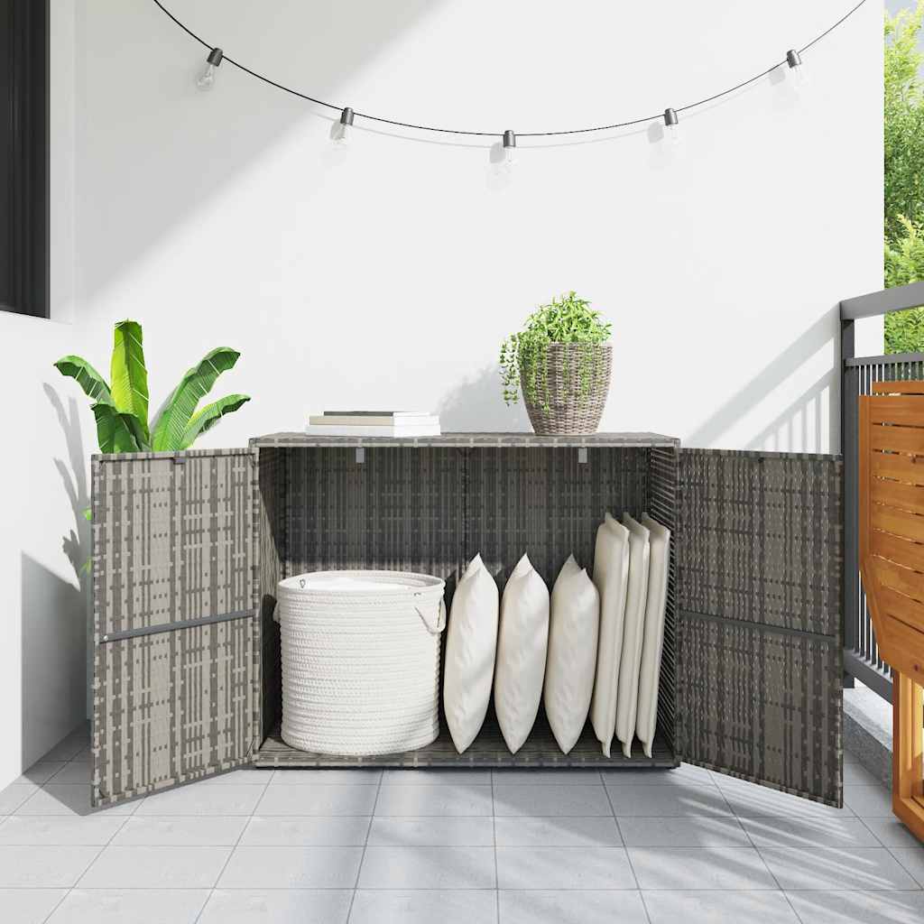 Gartenschrank Grau 100x55,5x80 cm Poly Rattan