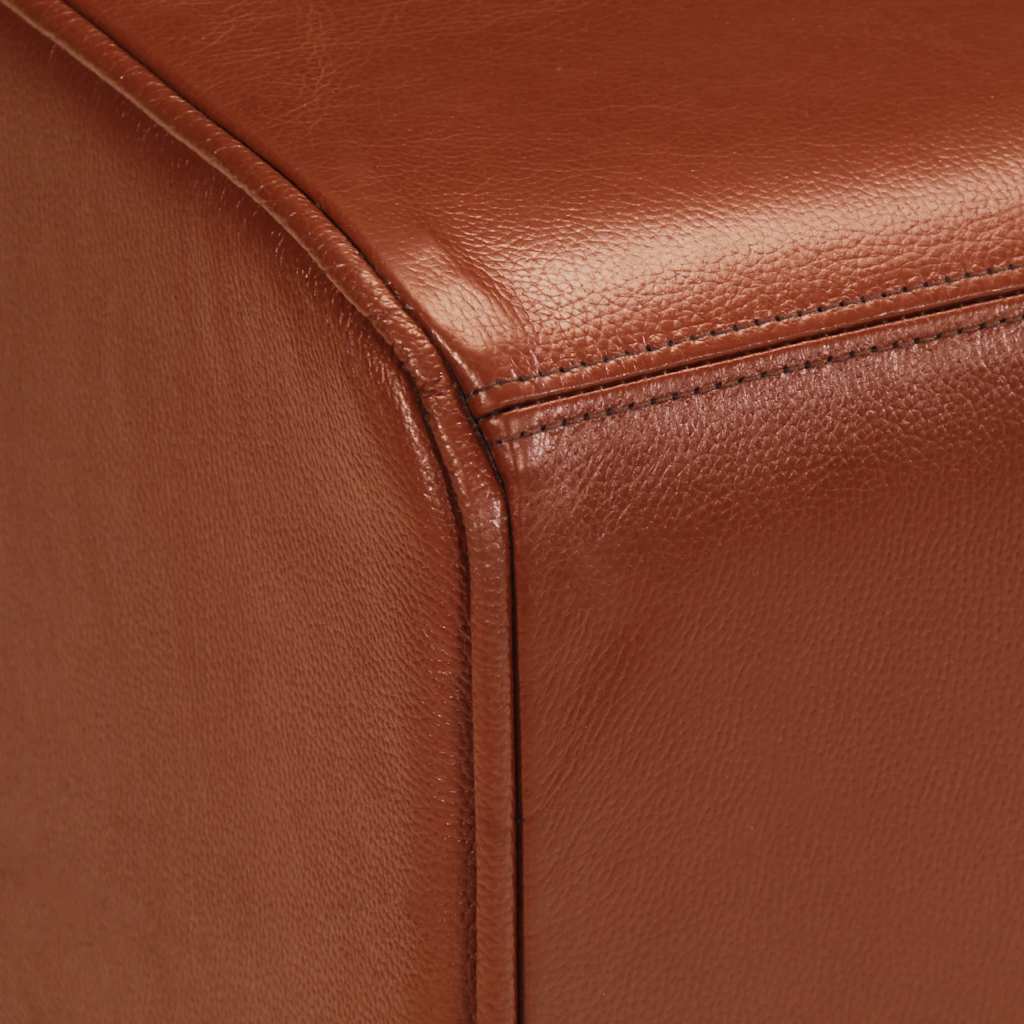 Sitzbank Turnbock Braun 110 cm Echtleder und Massivholz Mango
