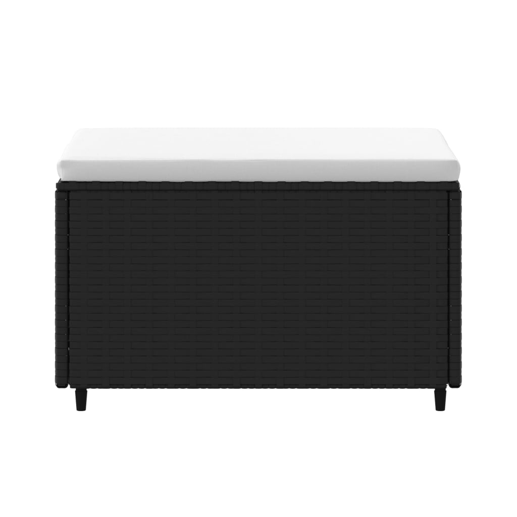 Gartenhocker mit Kissen Schwarz Poly Rattan