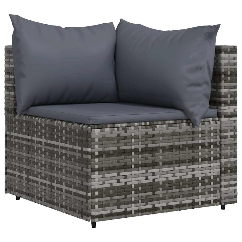 4-piece garden lounge set with cushions gray poly rattan