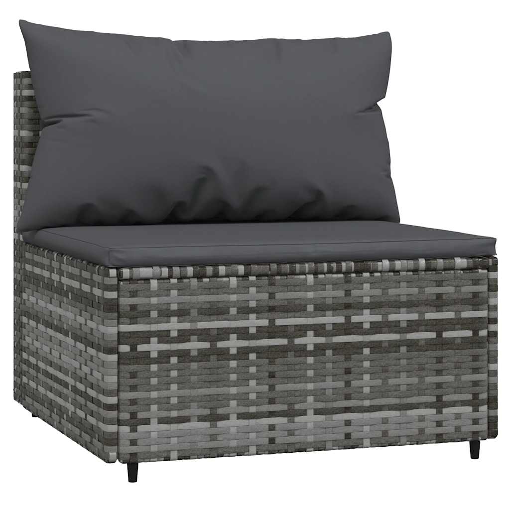 4-piece garden lounge set with cushions gray poly rattan