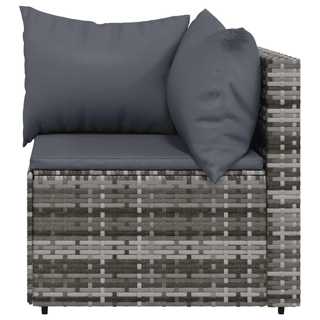 4-piece garden lounge set with cushions gray poly rattan