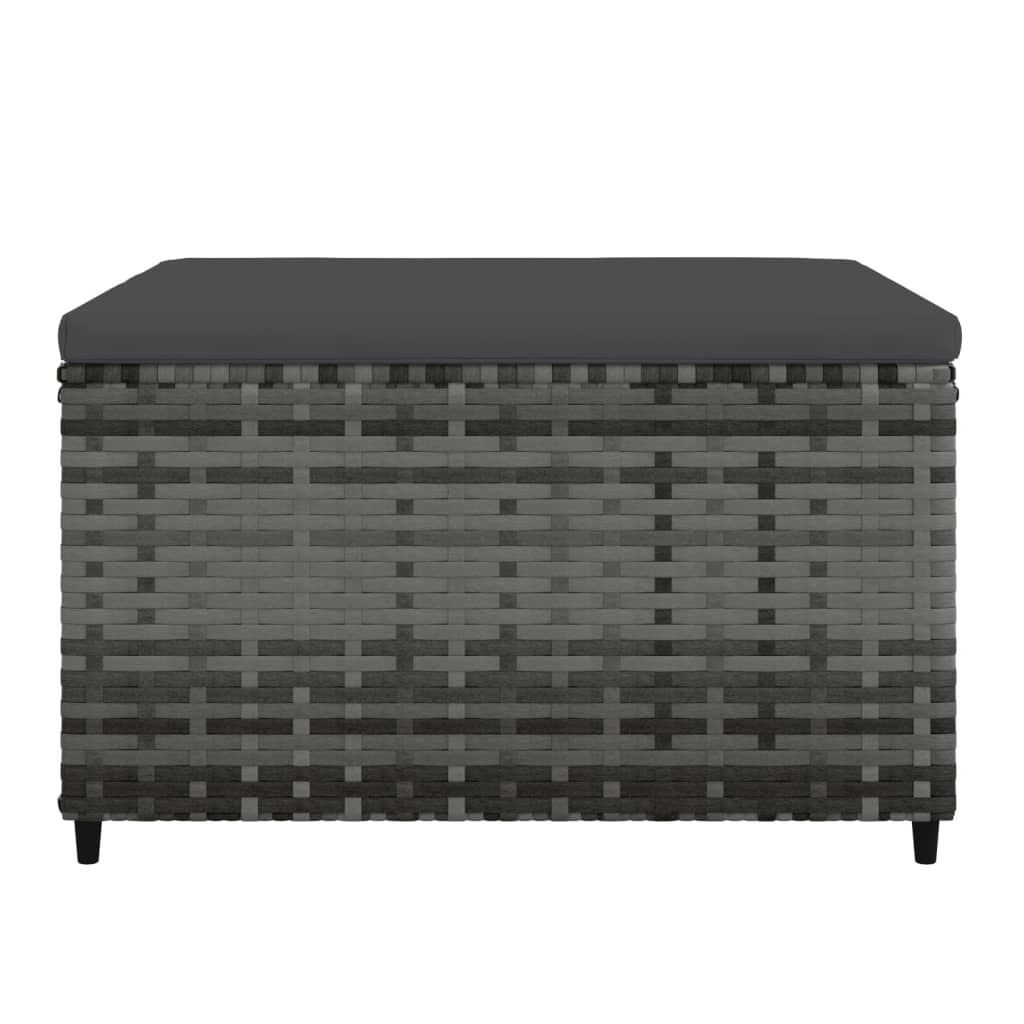 Gartenhocker mit Kissen Grau Poly Rattan