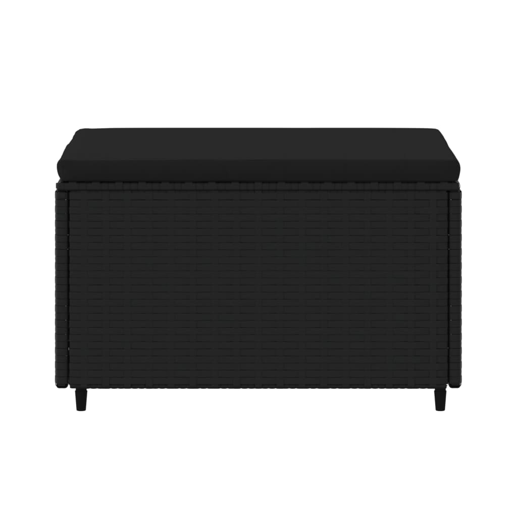 Gartenhocker mit Kissen Schwarz Poly Rattan