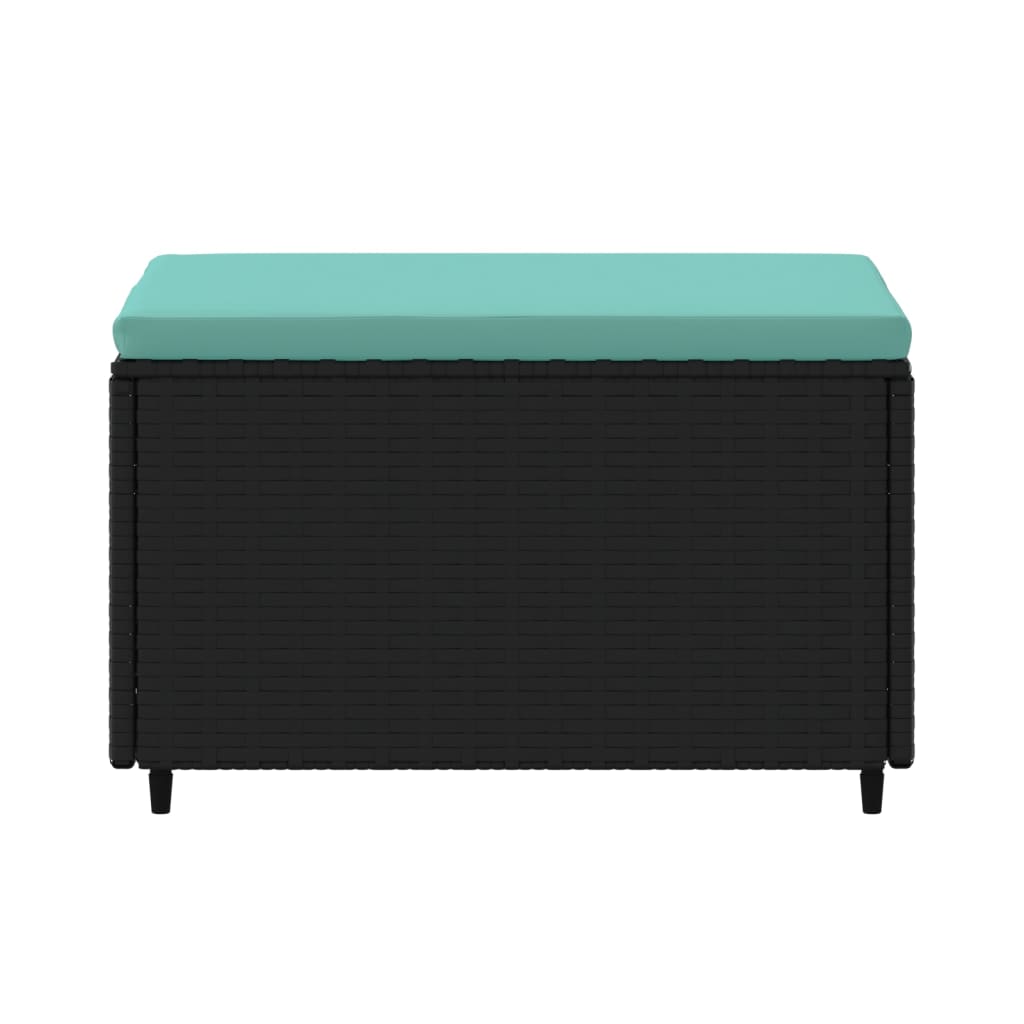 Gartenhocker mit Kissen Schwarz Poly Rattan