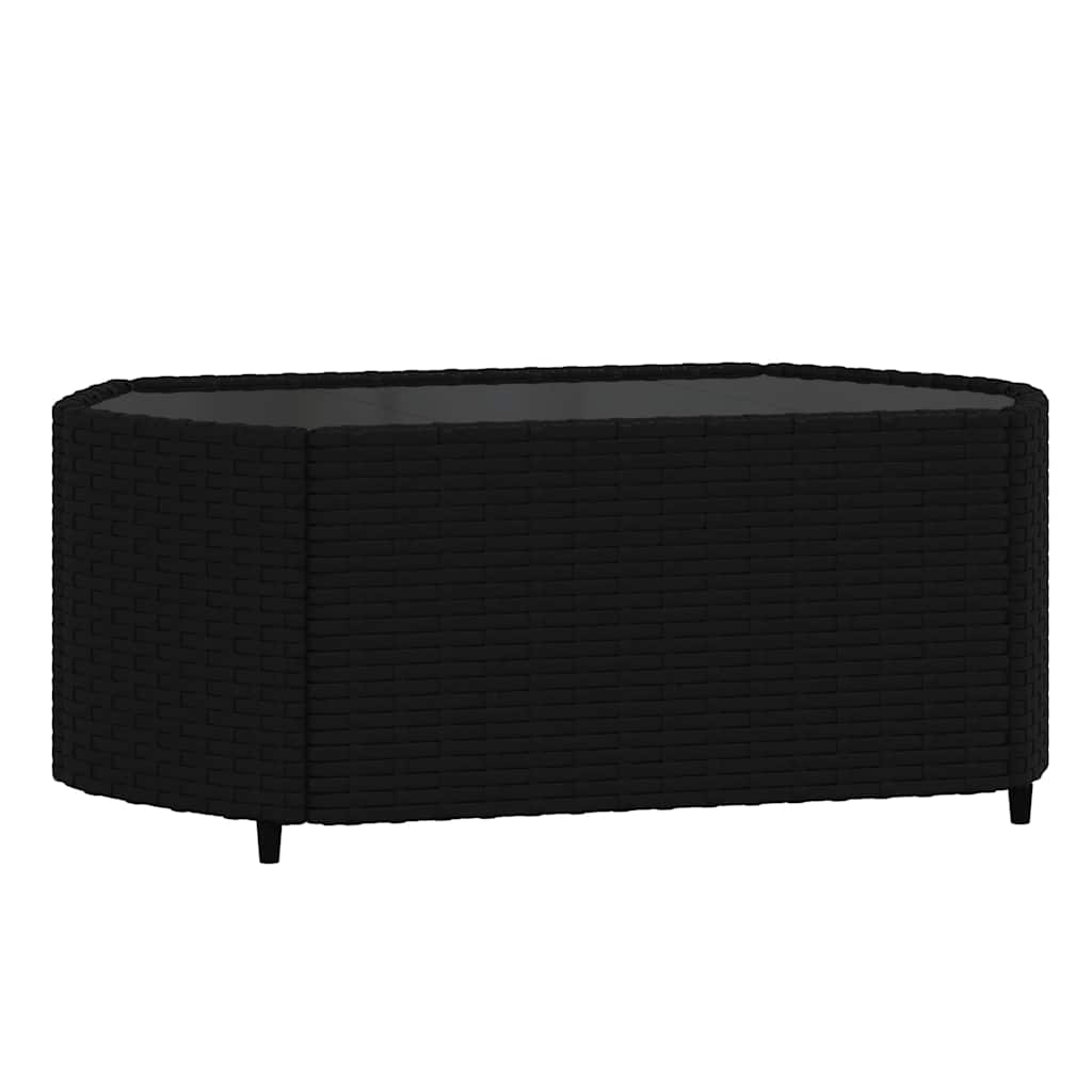 3-piece garden lounge set with cushions black poly rattan