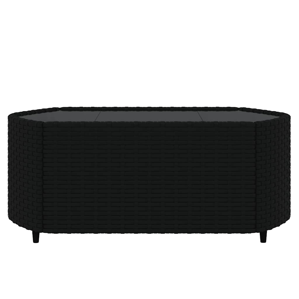 3-piece garden lounge set with cushions black poly rattan