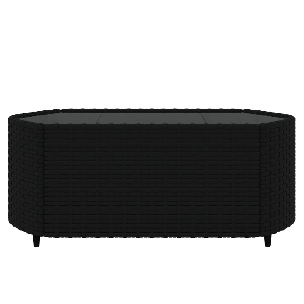 4-tlg. Garten-Lounge-Set mit Kissen Schwarz Poly Rattan