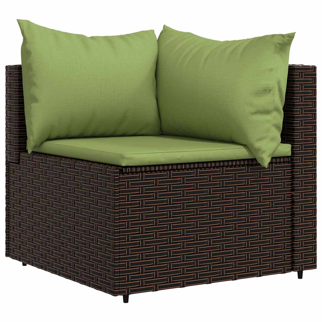 Garten-Ecksofa mit Kissen Braun Poly Rattan