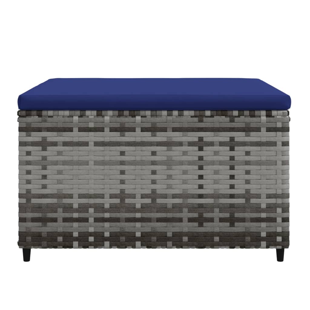 Gartenhocker mit Kissen 2 Stk. Grau Poly Rattan