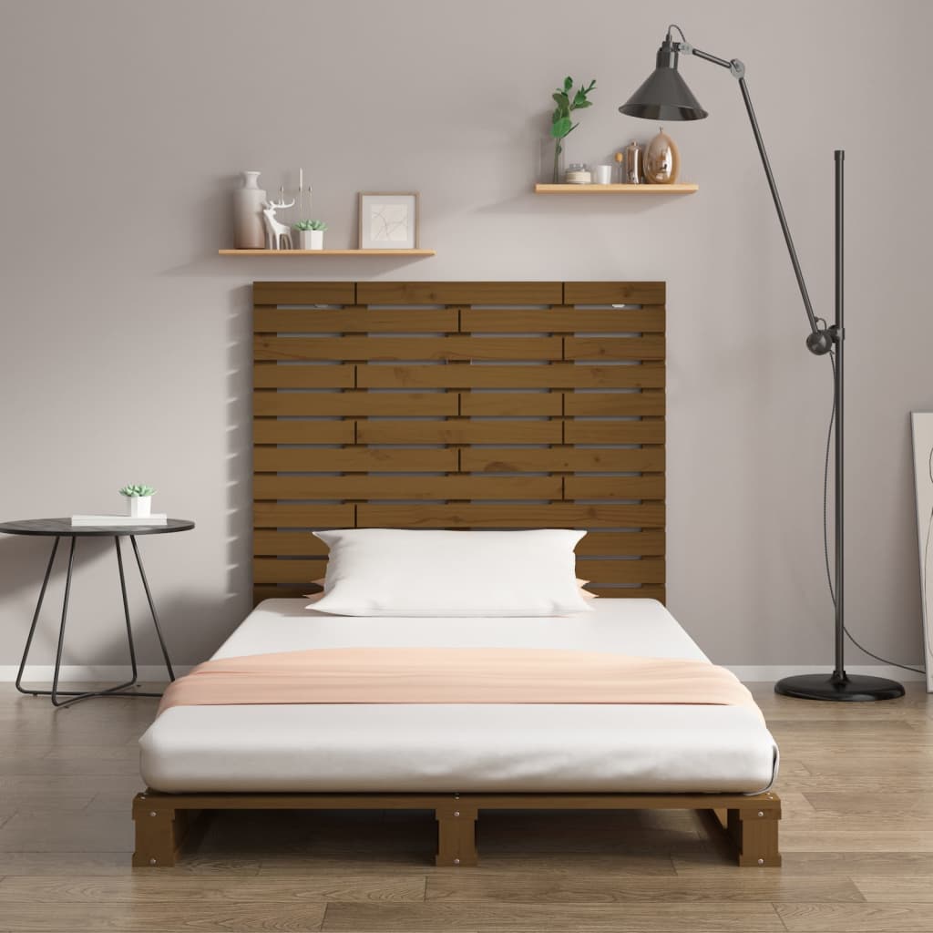 Wall headboard honey brown 126x3x91.5 cm solid pine