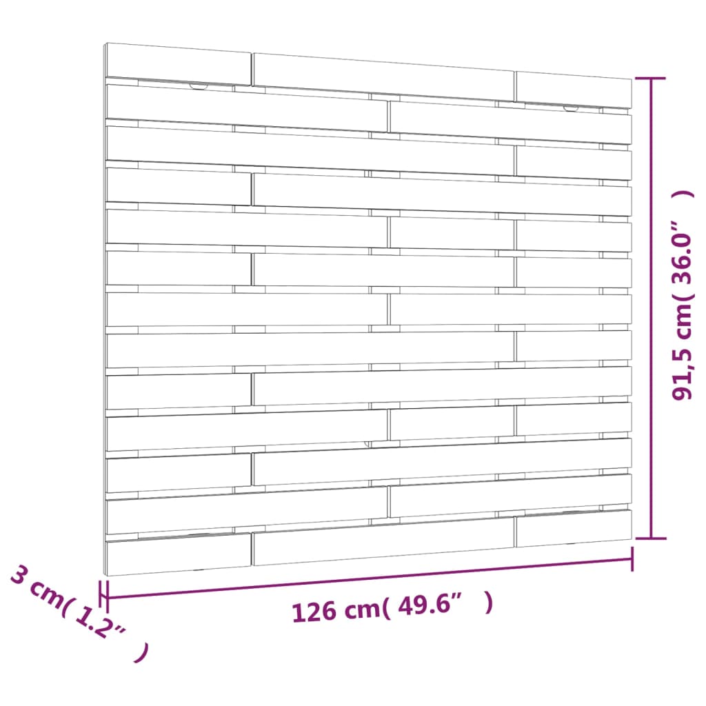 Wall headboard honey brown 126x3x91.5 cm solid pine
