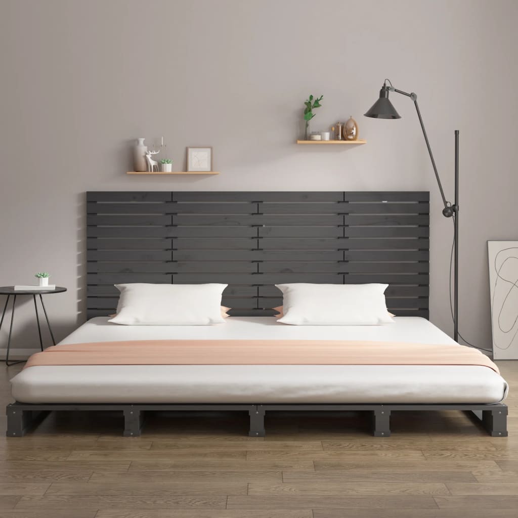 Wand-Kopfteil Grau 166x3x91,5 cm Massivholz Kiefer