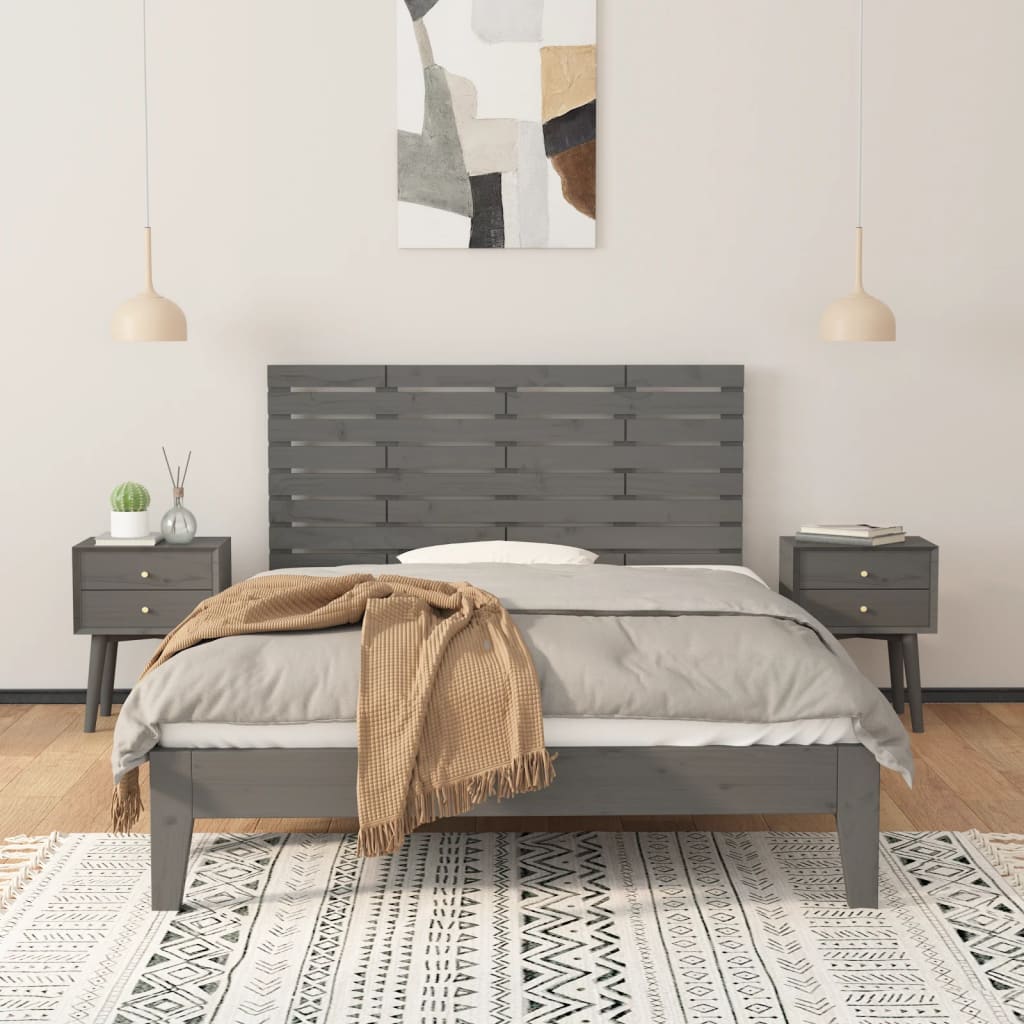 Wand-Kopfteil Grau 126x3x63 cm Massivholz Kiefer