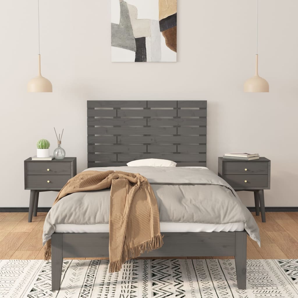 Wall Headboard Grey 81x3x63 cm Solid Pine