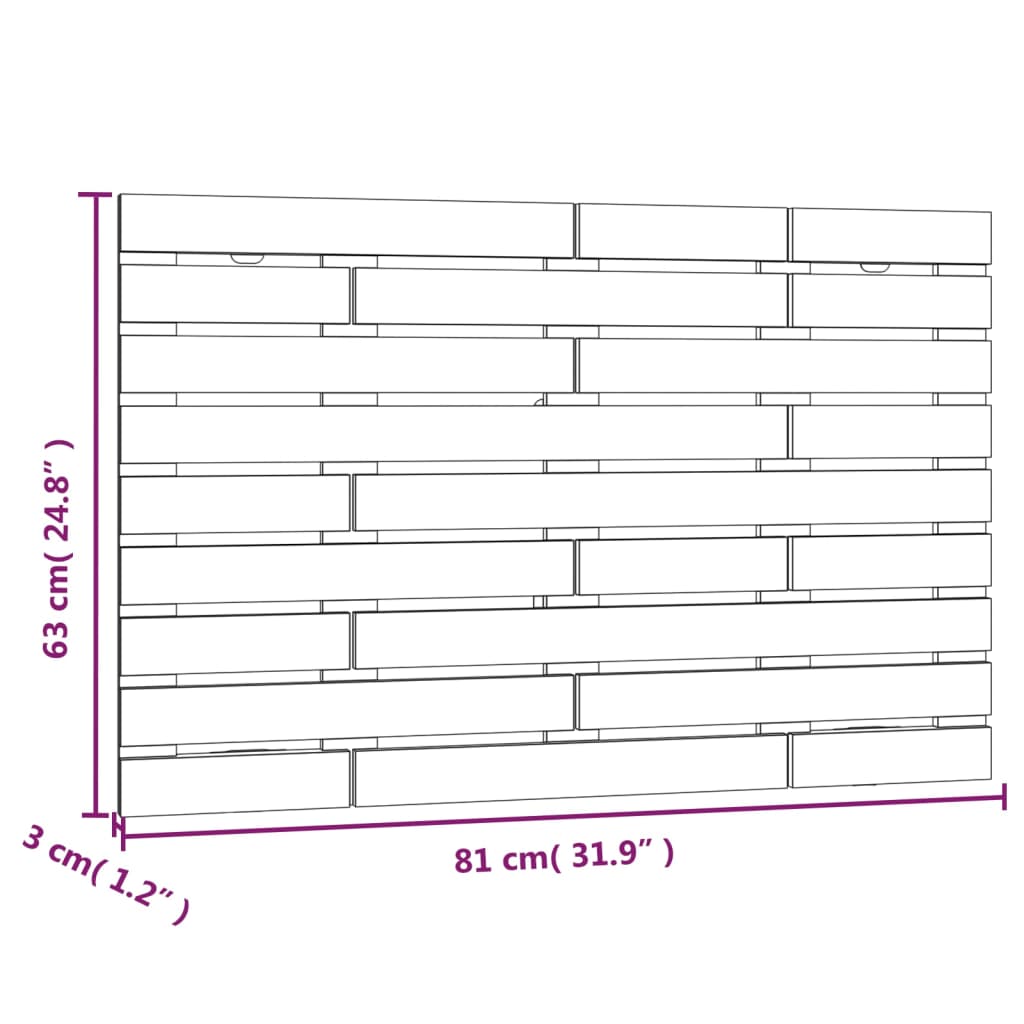 Wall Headboard Black 81x3x63 cm Solid Pine