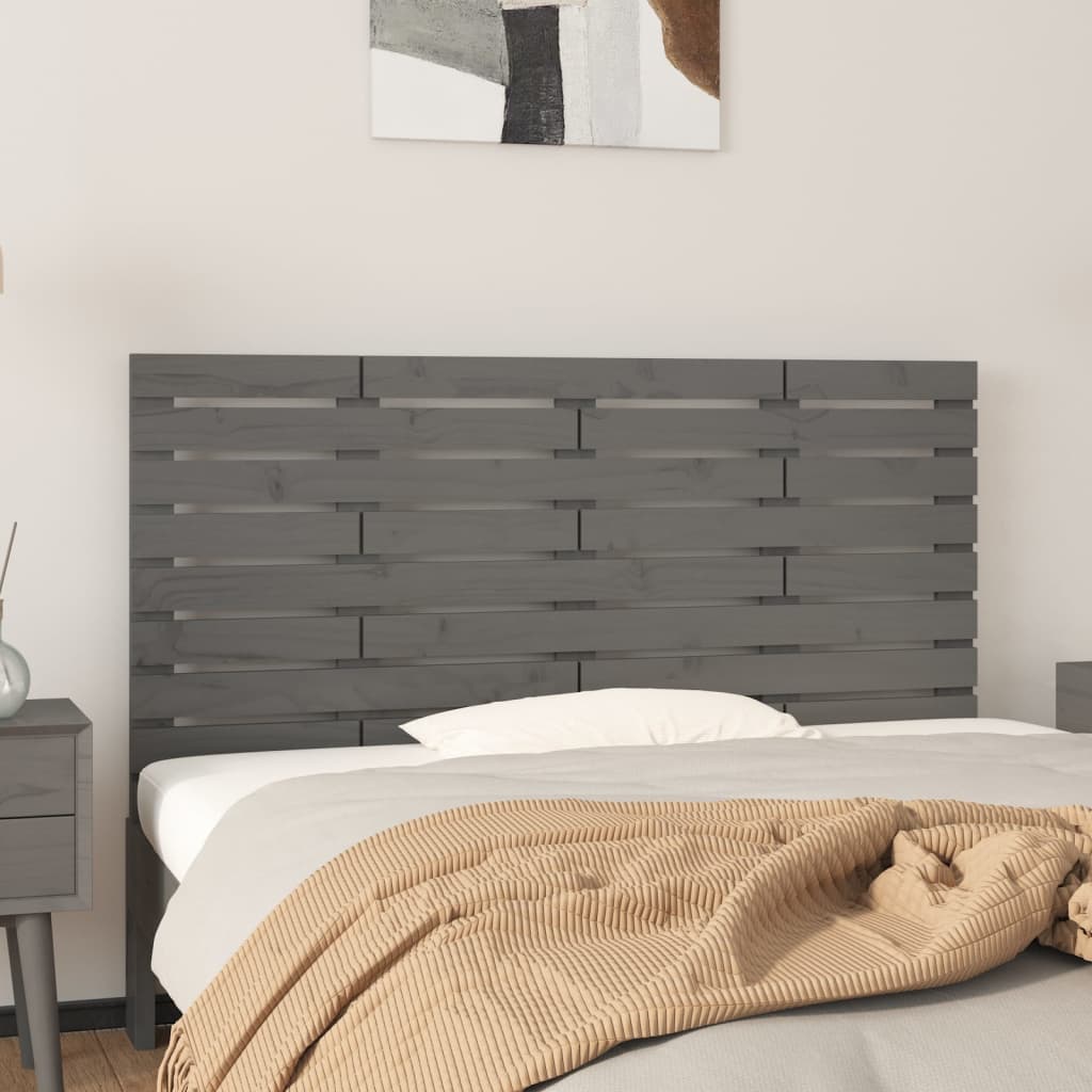 Wand-Kopfteil Grau 141x3x63 cm Massivholz Kiefer