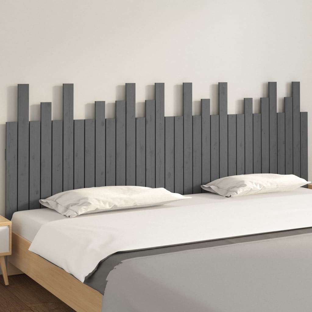 Wall Headboard Grey 204x3x80 cm Solid Pine