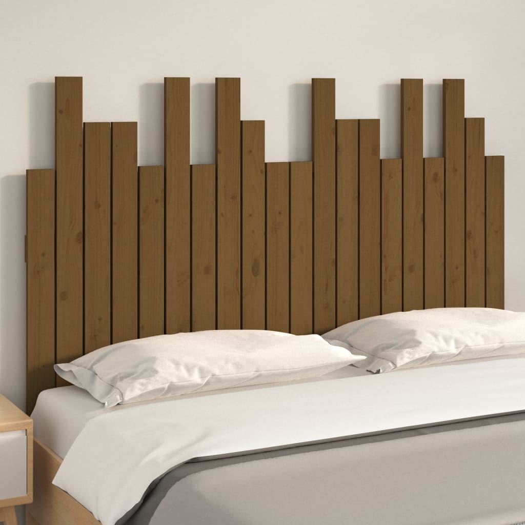Wall headboard honey brown 127.5x3x80 cm solid pine