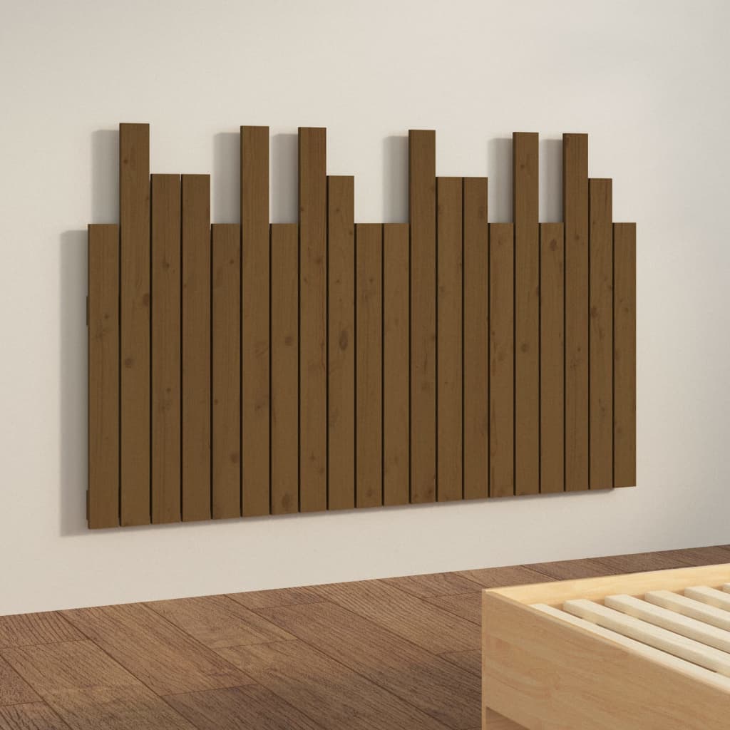 Wall headboard honey brown 127.5x3x80 cm solid pine
