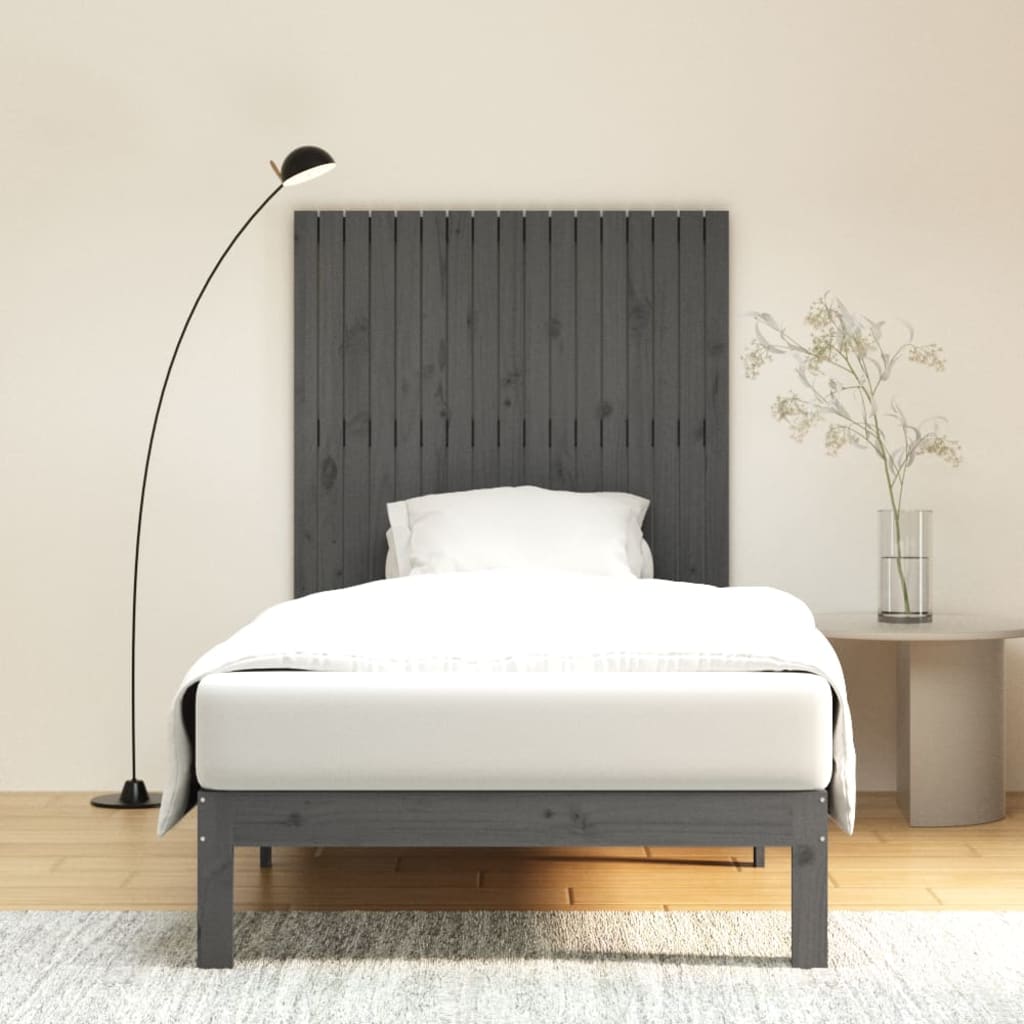 Wall Headboard Grey 108x3x110 cm Solid Pine